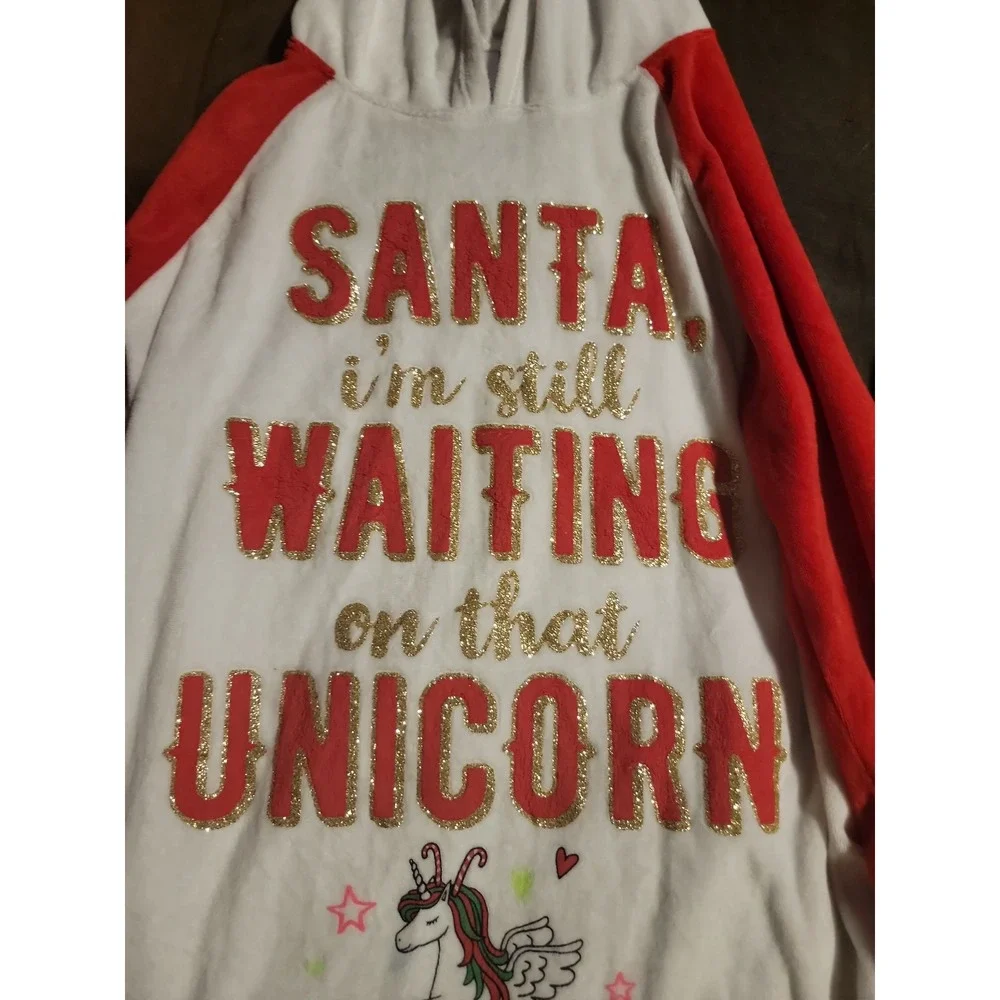 Justice Christmas unicorn santa im still waiting on that unicorn‎ pajamas size 8